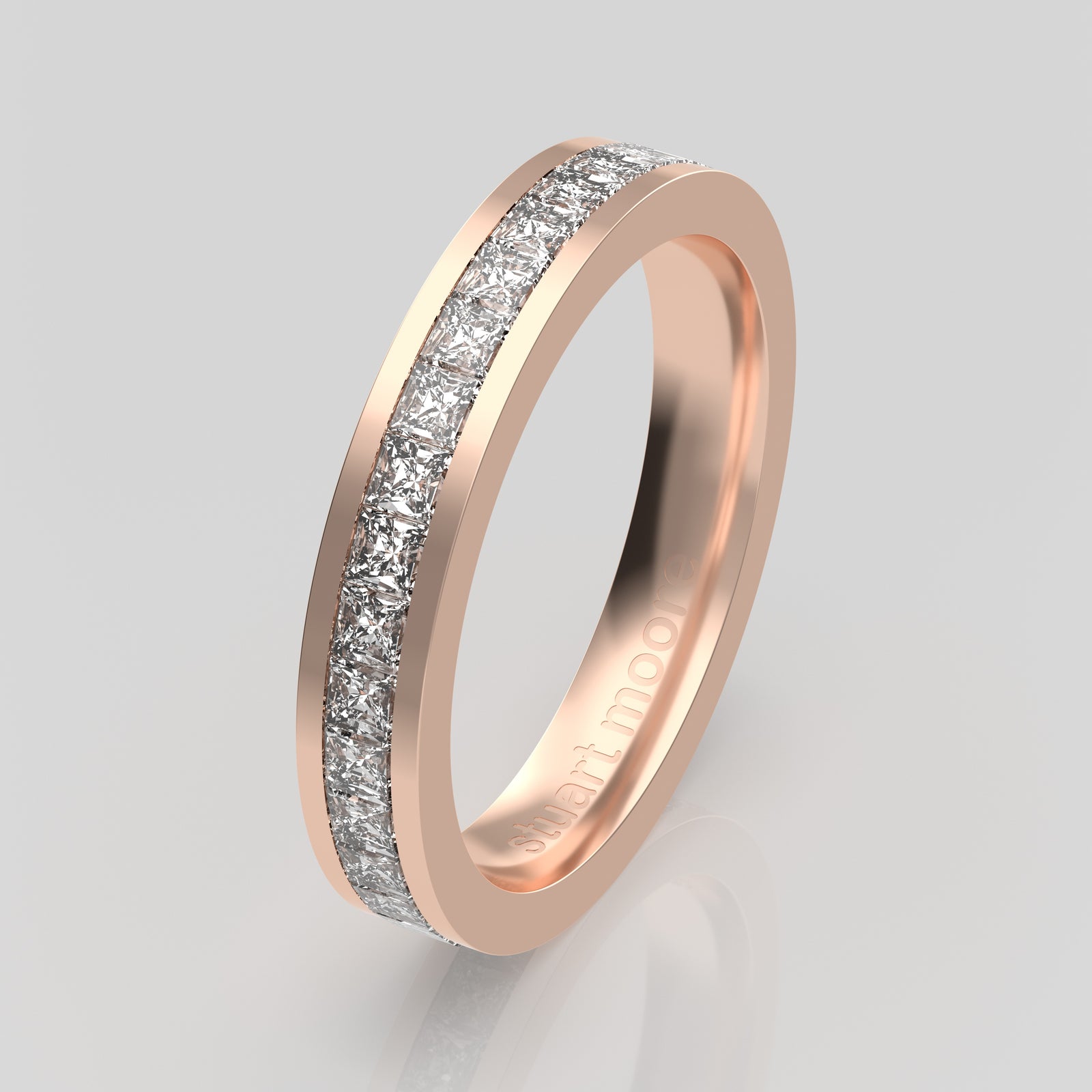 stuart moore diamonds 3 round wedding band in 18k rose gold / full eternity