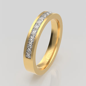 stuart moore diamonds 3 round wedding band in 18k yellow gold / half eternity