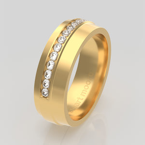 stuart moore diamonds 8 round wedding band in 18k yellow gold / half eternity