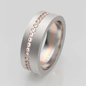 stuart moore diamonds 9 round wedding band in 950 platinum + 18k rose gold / full eternity