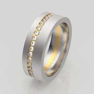 stuart moore diamonds 9 round wedding band in 950 platinum + 18k yellow gold / full eternity