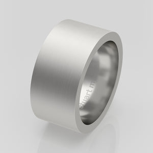 stuart moore round 10mm hard profile wedding band in 950 platinum, brushed finish
