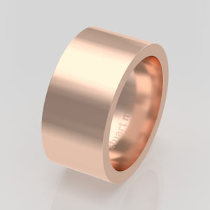 stuart moore round 10mm hard profile wedding band in 18k rose gold, polished finish