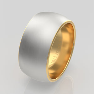 stuart moore round 10mm soft liner round wedding band in 950 platinum + 18k yellow gold