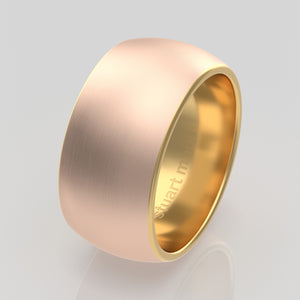 stuart moore round 10mm soft liner round wedding band in 18k rose gold + 18k yellow gold