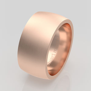 stuart moore round 10mm soft profile wedding band in 18k rose gold, brushed finish