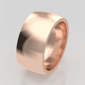 stuart moore round 10mm soft profile wedding band in 18k rose gold, polished finish