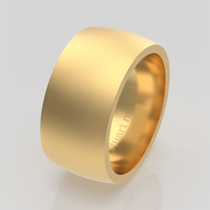 stuart moore round 10mm soft profile wedding band in 18k yellow gold, brushed finish