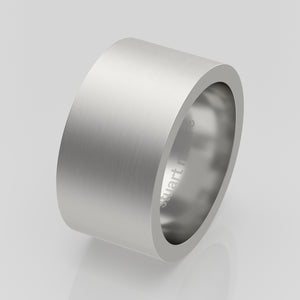 stuart moore round 11mm hard profile wedding band in 950 platinum, brushed finish