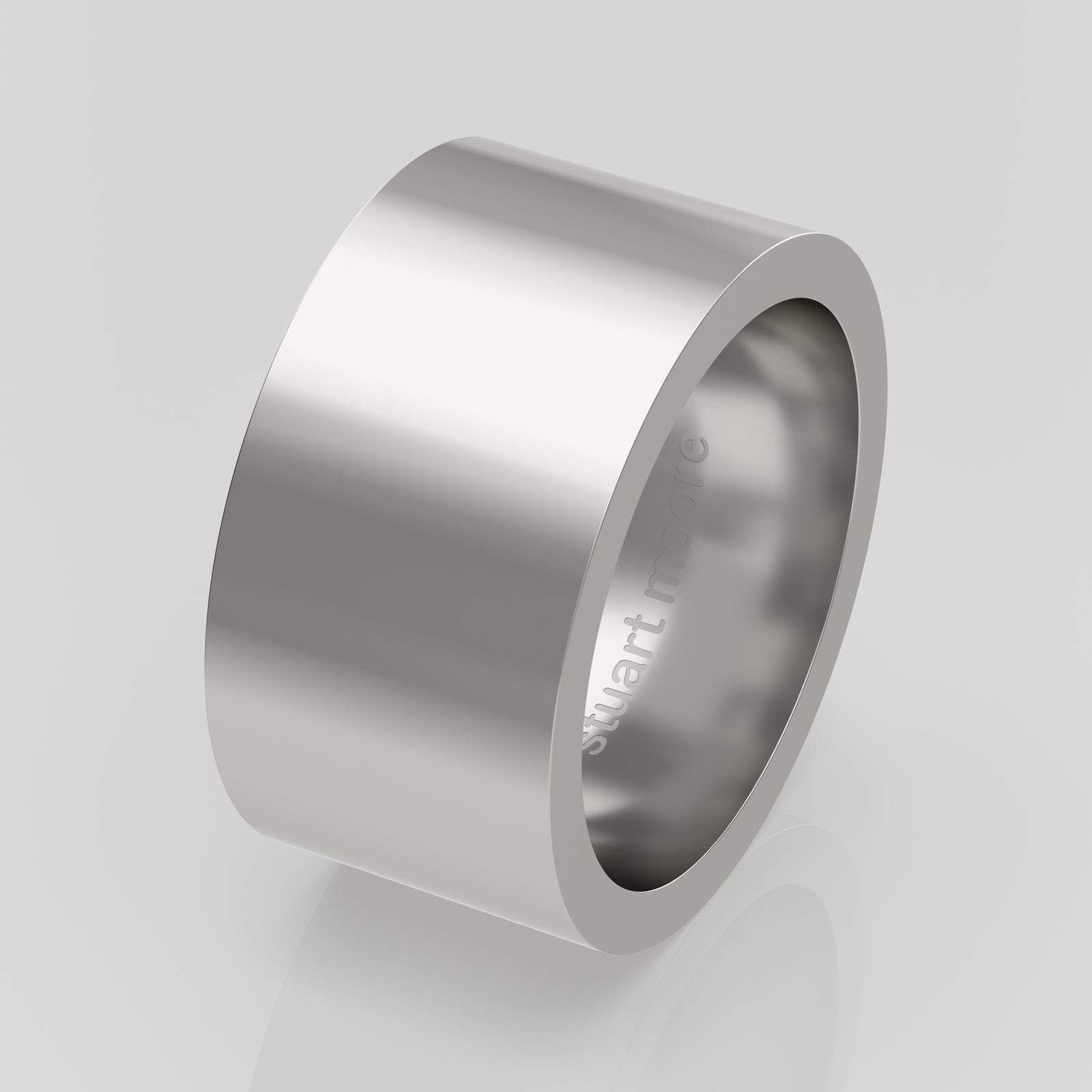 stuart moore round 11mm hard profile wedding band in 950 platinum, polished finish