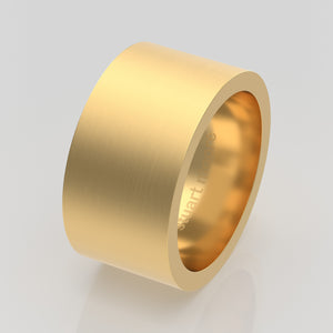 stuart moore round 11mm hard profile wedding band in 18k yellow gold, brushed finish