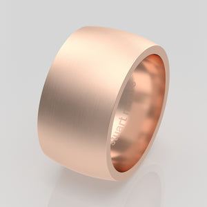 stuart moore round 11mm soft profile wedding band in 18k rose gold, brushed finish