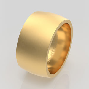 stuart moore round 11mm soft profile wedding band in 18k yellow gold, brushed finish