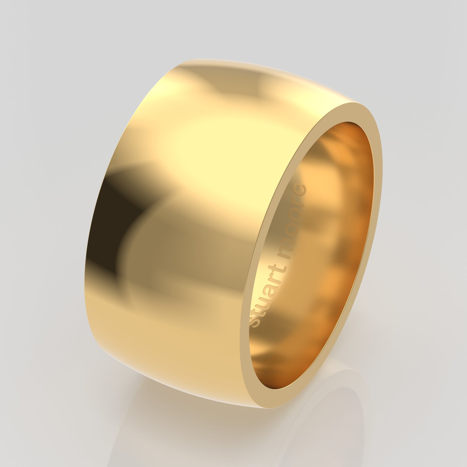 stuart moore round 11mm soft profile wedding band in 18k yellow gold, polished finish