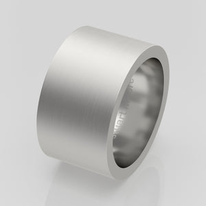 stuart moore round 12mm hard profile wedding band in 950 platinum, brushed finish