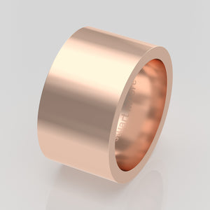stuart moore round 12mm hard profile wedding band in 18k rose gold, polished finish