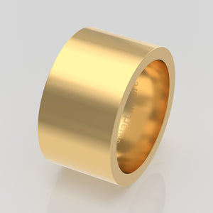 stuart moore round 12mm hard profile wedding band in 18k yellow gold, polished finish