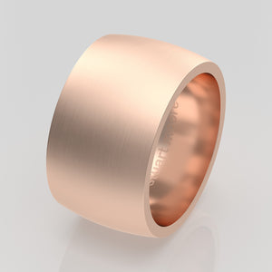 stuart moore round 12mm soft profile wedding band in 18k rose gold, brushed finish