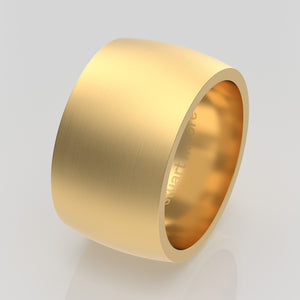 stuart moore round 12mm soft profile wedding band in 18k yellow gold, brushed finish