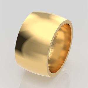 stuart moore round 12mm soft profile wedding band in 18k yellow gold, polished finish