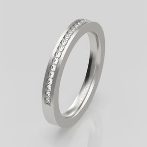 stuart moore round 2.5mm hard fine channel round wedding band in 950 platinum / half eternity