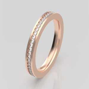 stuart moore round 2.5mm hard fine channel round wedding band in 18k rose gold / full eternity