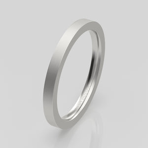 stuart moore round 2mm hard profile wedding band in 950 platinum, brushed finish