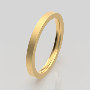 stuart moore round 2mm hard profile wedding band in 18k yellow gold, brushed finish