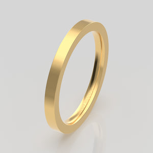 stuart moore round 2mm hard profile wedding band in 18k yellow gold, polished finish