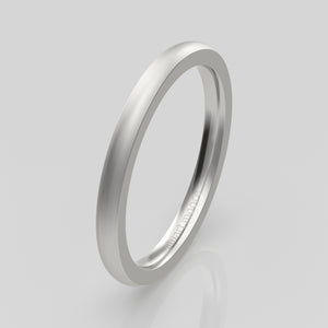 stuart moore round 2mm soft profile wedding band in 950 platinum, brushed finish