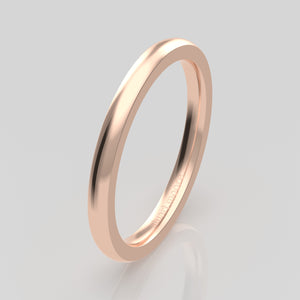 stuart moore round 2mm soft profile wedding band in 18k rose gold, polished finish