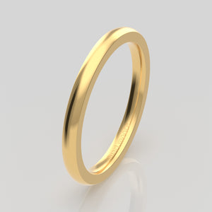 stuart moore round 2mm soft profile wedding band in 18k yellow gold, polished finish