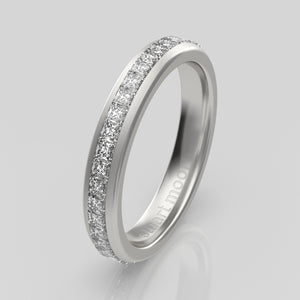 stuart moore round 3.5mm soft princess round wedding band in 950 platinum / full eternity