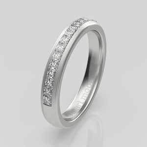 stuart moore round 3.5mm soft princess round wedding band in 950 platinum / half eternity
