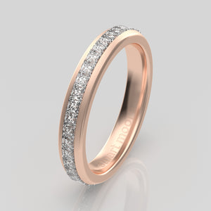 stuart moore round 3.5mm soft princess round wedding band in 18k rose gold / full eternity