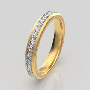 stuart moore round 3.5mm soft princess round wedding band in 18k yellow gold / full eternity