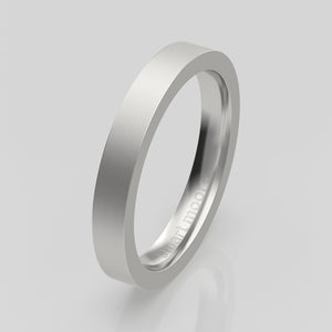 stuart moore round 3mm hard profile wedding band in 950 platinum, brushed finish
