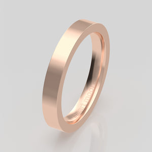 stuart moore round 3mm hard profile wedding band in 18k rose gold, polished finish