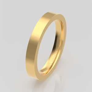 stuart moore round 3mm hard profile wedding band in 18k yellow gold, polished finish
