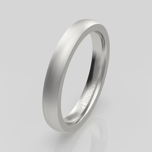 stuart moore round 3mm soft profile wedding band in 950 platinum, brushed finish