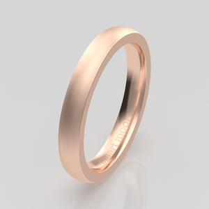 stuart moore round 3mm soft profile wedding band in 18k rose gold, brushed finish