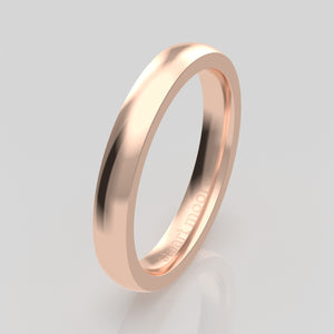 stuart moore round 3mm soft profile wedding band in 18k rose gold, polished finish