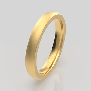 stuart moore round 3mm soft profile wedding band in 18k yellow gold, brushed finish