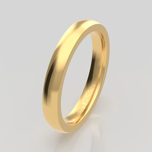 stuart moore round 3mm soft profile wedding band in 18k yellow gold, polished finish