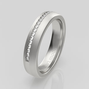 stuart moore round 4.5mm soft channel round wedding band in 950 platinum / half eternity