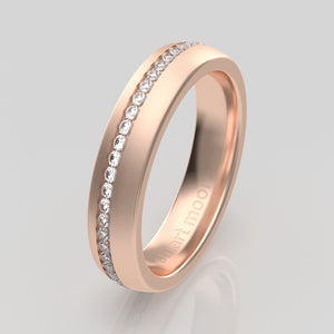 stuart moore round 4.5mm soft channel round wedding band in 18k rose gold / full eternity