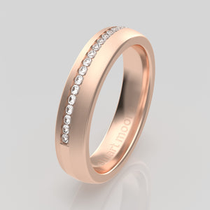 stuart moore round 4.5mm soft channel round wedding band in 18k rose gold / half eternity