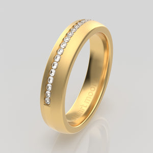 stuart moore round 4.5mm soft channel round wedding band in 18k yellow gold / half eternity