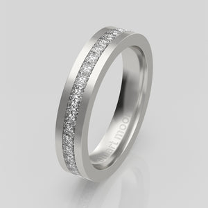 stuart moore round 4mm hard princess round wedding band in 950 platinum / full eternity