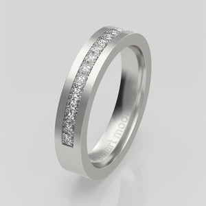 stuart moore round 4mm hard princess round wedding band in 950 platinum / half eternity
